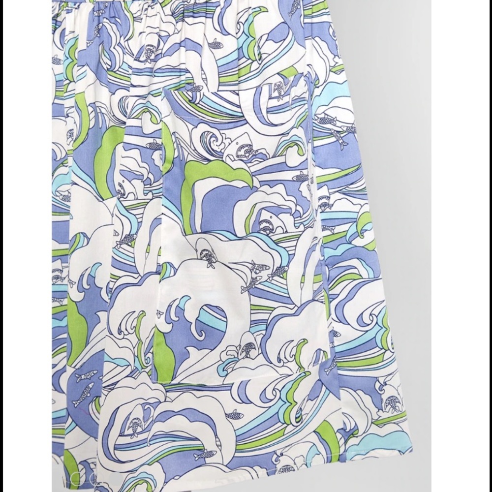 NWT ModCloth Gathering Wildflowers Waves and Sharks Smock Dress - Picture 4 of 4